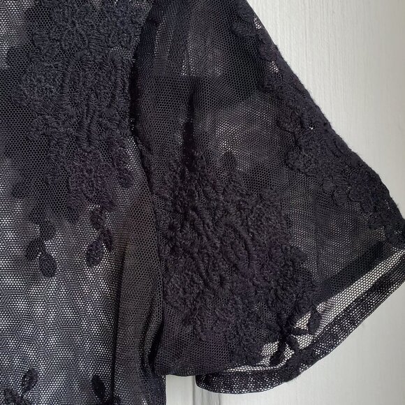 Forever 21 black embroidered mesh blouse - Picture 2 of 5